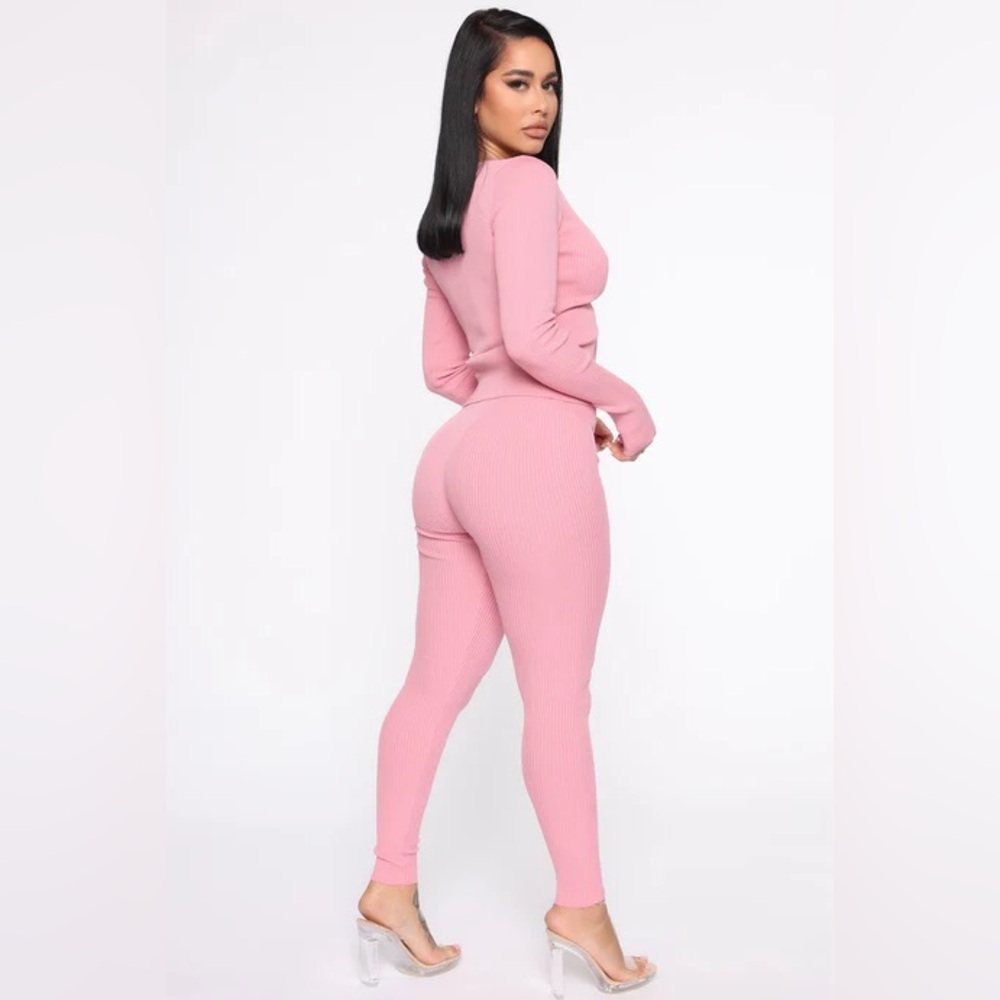 Pink fashion, nova, zipper, long sleeve top & bottoms set - Picture 8 of 15